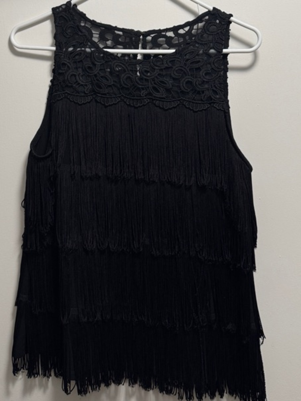 White House Black Market Black Lace Trim Sleeveless Top